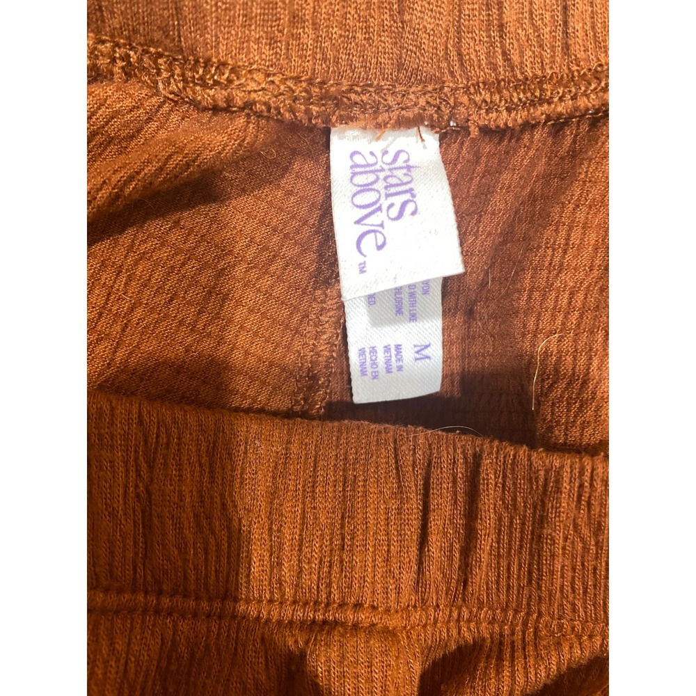 Womens Rust Orange Wide Leg Lounge Pants Textured Size M Travel Minimalist - Picture 5 of 10
